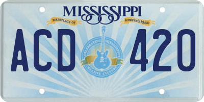 MS license plate ACD420