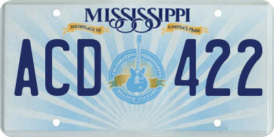 MS license plate ACD422