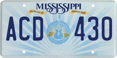 MS license plate ACD430