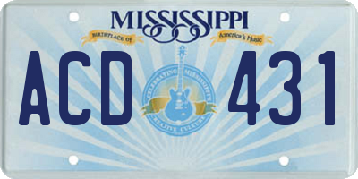 MS license plate ACD431