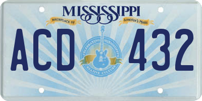 MS license plate ACD432