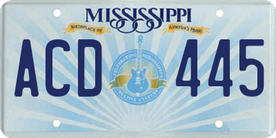 MS license plate ACD445