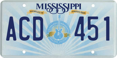 MS license plate ACD451