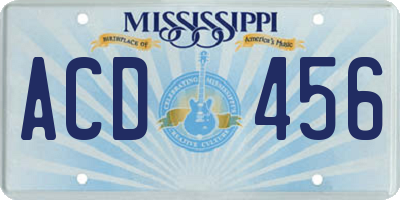 MS license plate ACD456