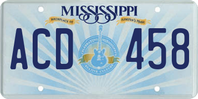 MS license plate ACD458