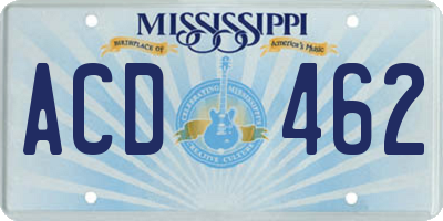 MS license plate ACD462