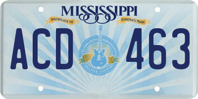 MS license plate ACD463