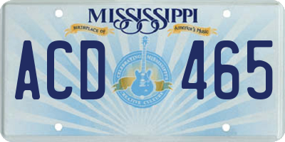 MS license plate ACD465