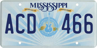 MS license plate ACD466