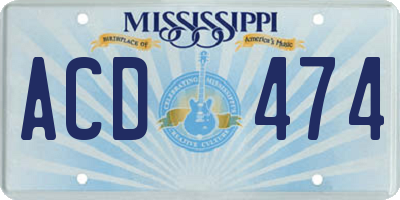 MS license plate ACD474