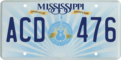 MS license plate ACD476