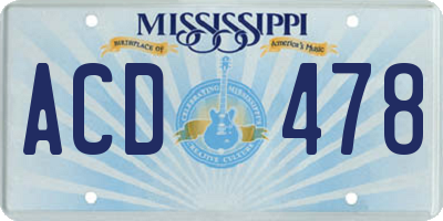 MS license plate ACD478