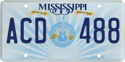 MS license plate ACD488
