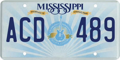 MS license plate ACD489