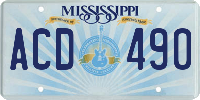MS license plate ACD490