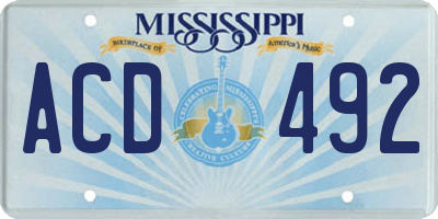 MS license plate ACD492