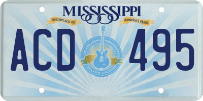 MS license plate ACD495