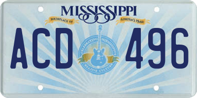 MS license plate ACD496