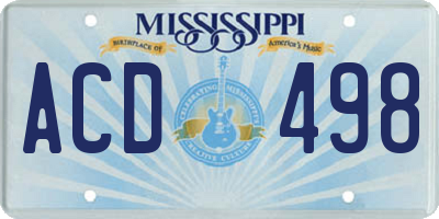 MS license plate ACD498