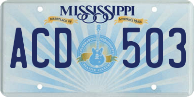 MS license plate ACD503