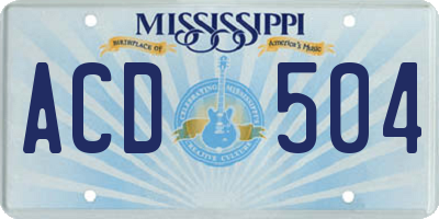 MS license plate ACD504