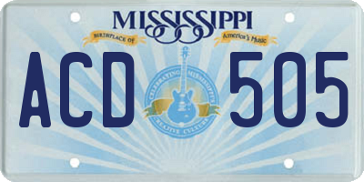 MS license plate ACD505