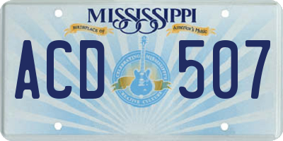 MS license plate ACD507