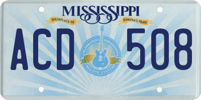 MS license plate ACD508