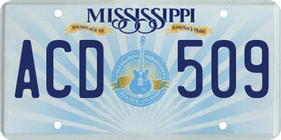 MS license plate ACD509