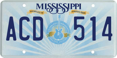 MS license plate ACD514