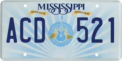 MS license plate ACD521
