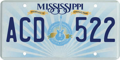 MS license plate ACD522