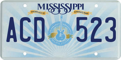 MS license plate ACD523