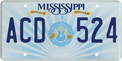 MS license plate ACD524