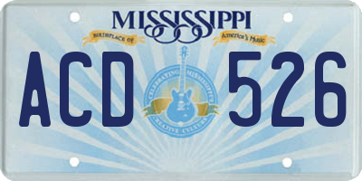 MS license plate ACD526