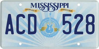 MS license plate ACD528