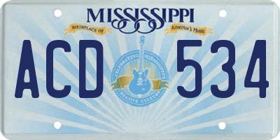 MS license plate ACD534