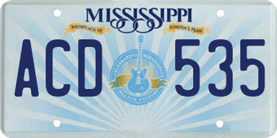 MS license plate ACD535