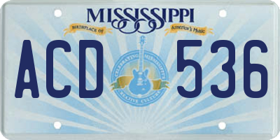 MS license plate ACD536