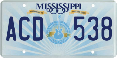MS license plate ACD538