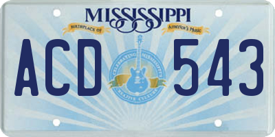 MS license plate ACD543
