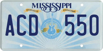 MS license plate ACD550