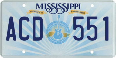 MS license plate ACD551