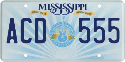 MS license plate ACD555