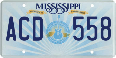 MS license plate ACD558