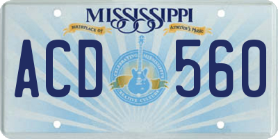 MS license plate ACD560