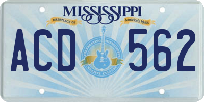 MS license plate ACD562