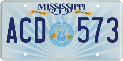 MS license plate ACD573