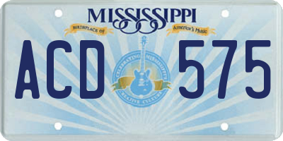 MS license plate ACD575
