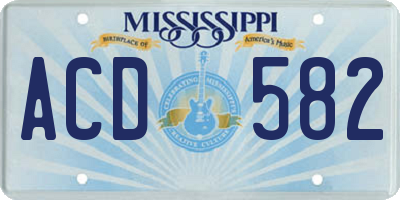 MS license plate ACD582